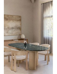 Dayana Oval Dining Table 220x100 cm in MDF and Marble 2