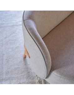 Sofa de roble macizo y tela gris de 3 plazas